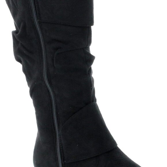 Women's Black Faux Suede Slouch Buckle Boot (Size 5) - Picture 7 of 8